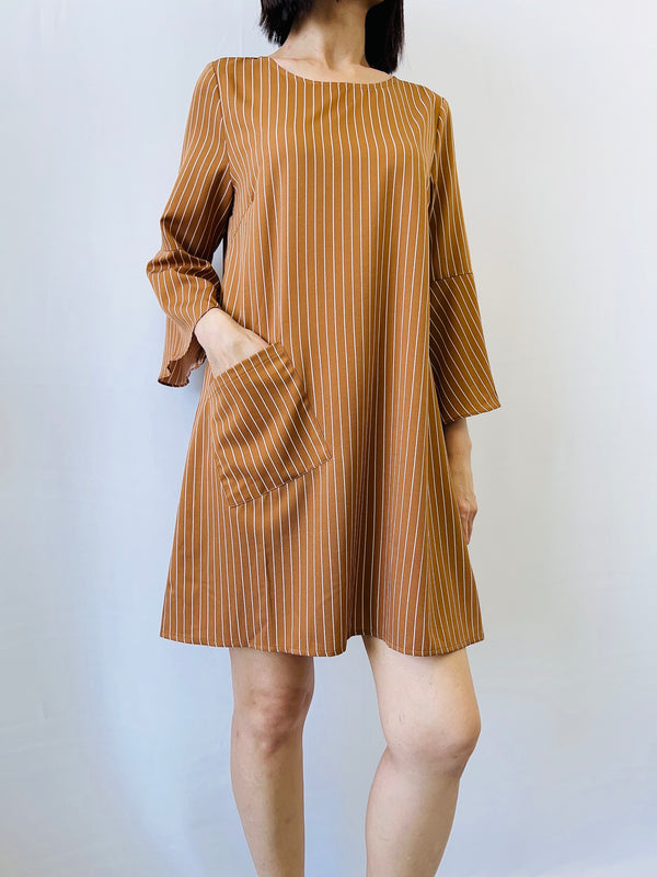 Ri Stripes Dress in Mustard