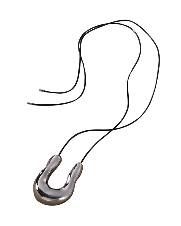 U-Shaped Long Necklace in Silver