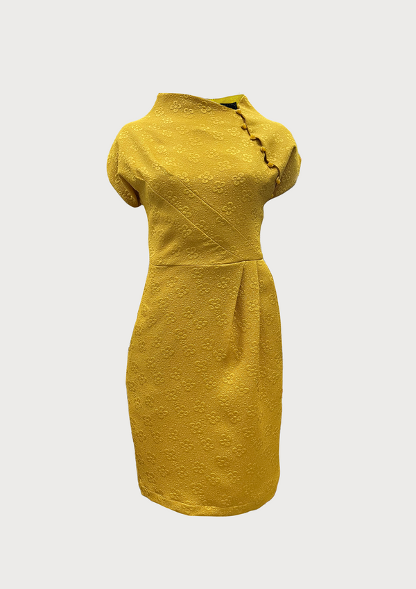 Milan Jacquard Dress in Yellow